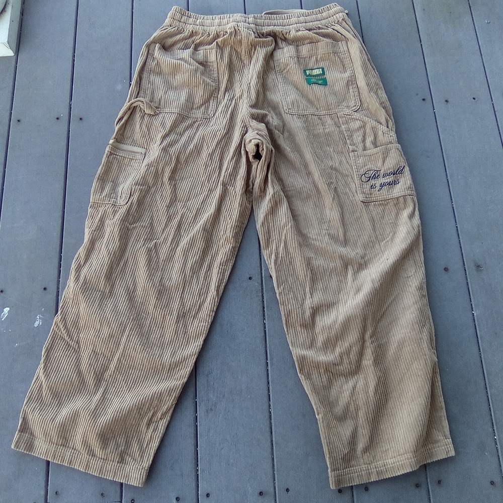 PUMA Tan Corduroy Pants with Embroidered Logo SIZE XL - Picture 6 of 10